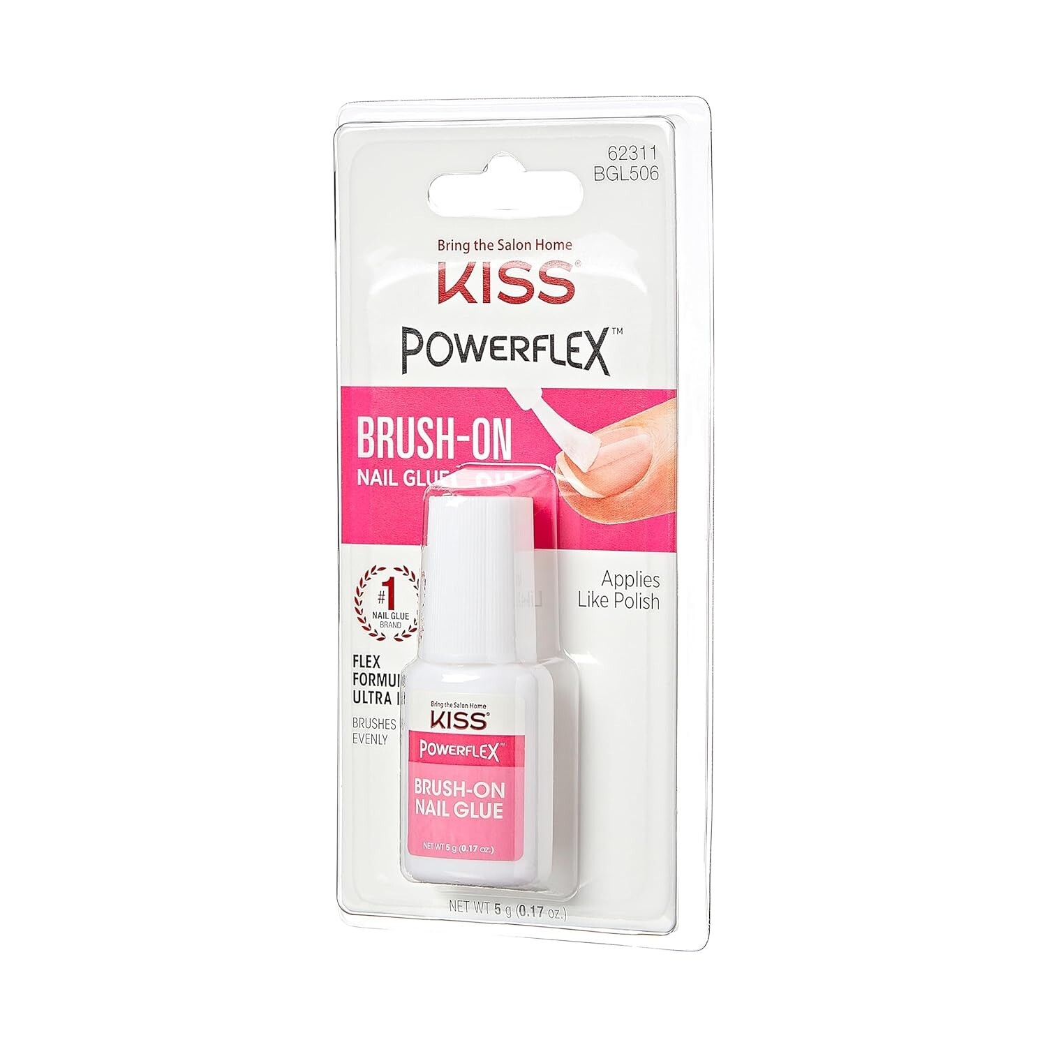 KISS PowerFlex Brush-On Nail Glue for Press On Nails, Ultra Hold Flex Formula 5g