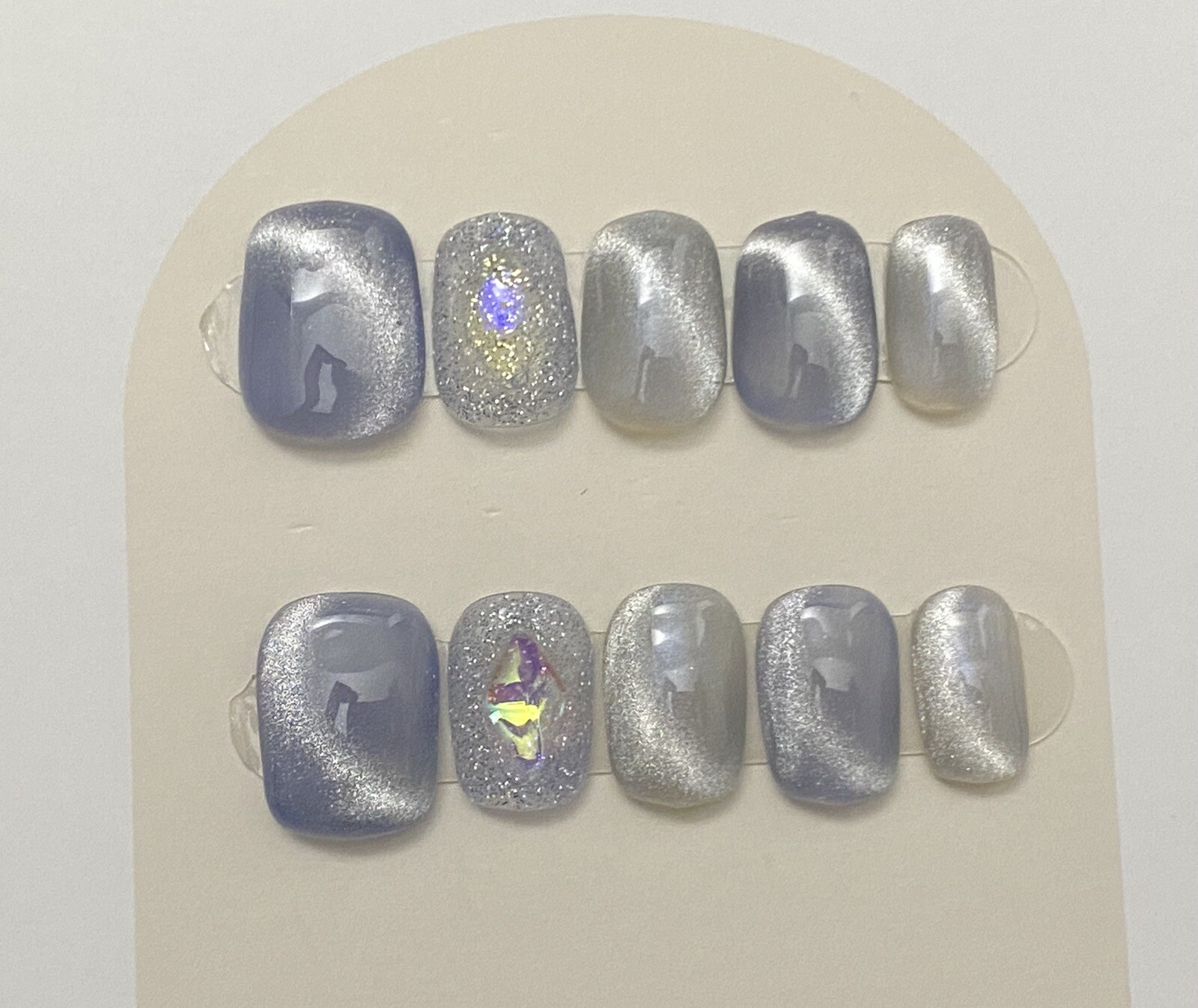 Moonlight Shine Cat Eye custom Nail Handmade press on nails-10 pcs-Medium