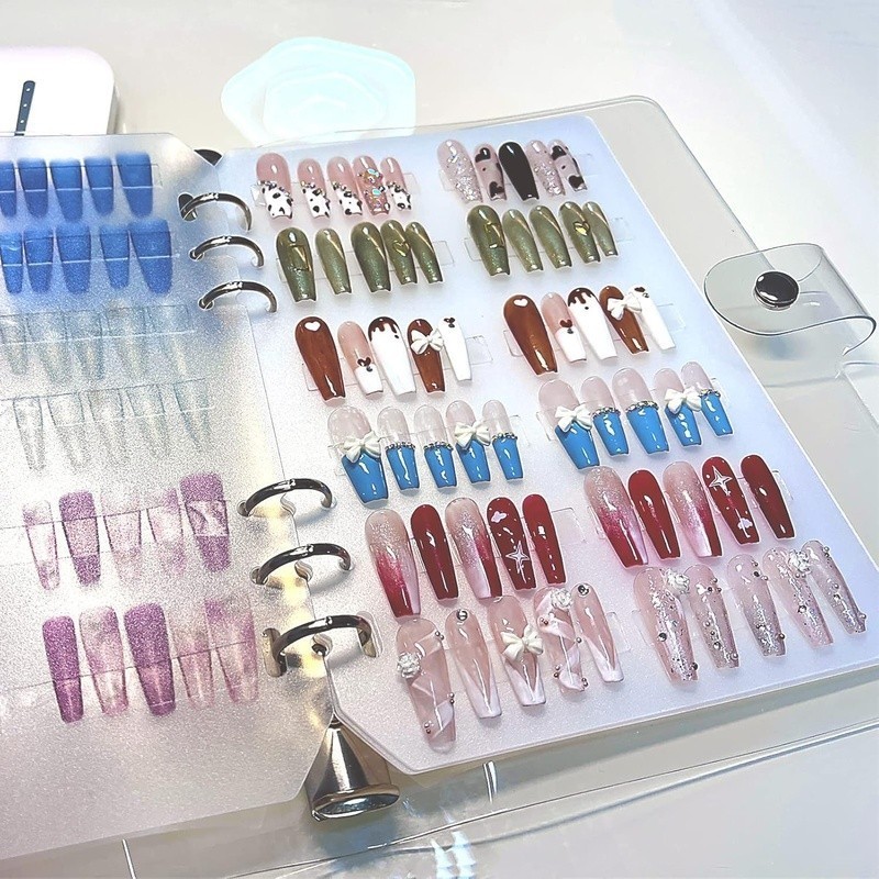 Press On Nail Storage Organizer Pages Strips Double-Sided Tape Dustproof US