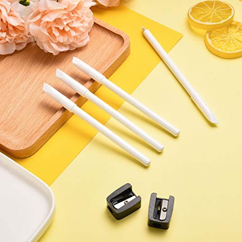 2 Pieces White Nail Pencil and Pencil Sharpener Set, 2 In1 Nail Whitening Under