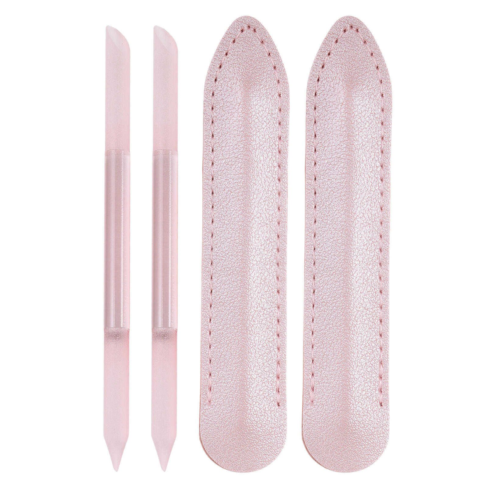 2set Glass Cuticle Pusher Crystal Manicure Stick for Nail Care, Pink