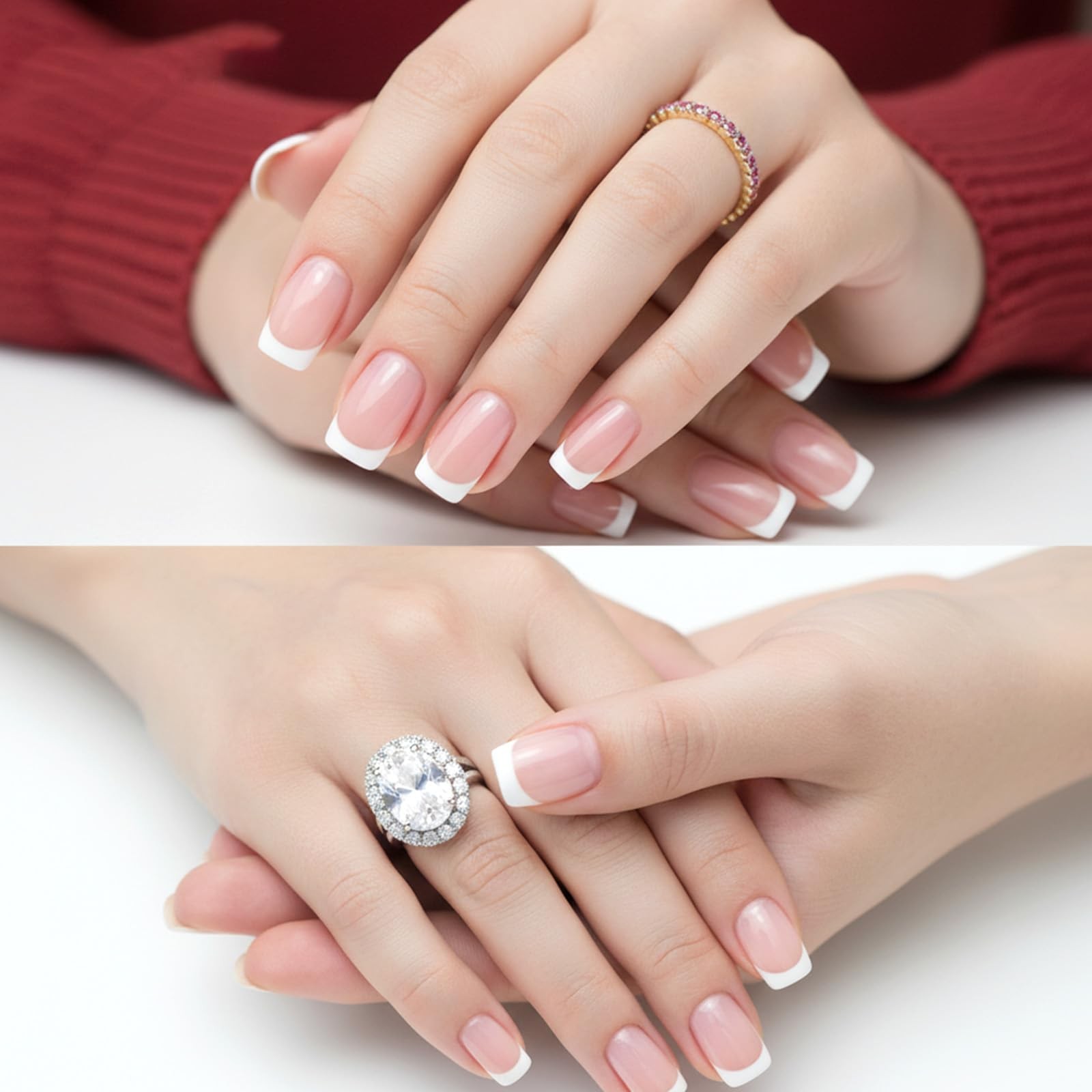 8 Pcs French Tip Nail Brush, Oblique Head French Manicure Brush Moon Shape Na…