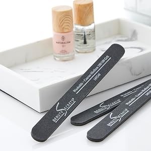 Beauty Secrets 100/180 Rectangular Black Cushion Nail File Black