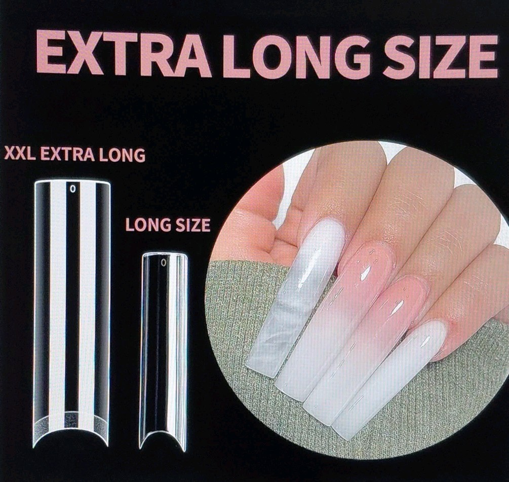 UNA GELLA Square Nail Tips XXL Long Half Cover Gel Tips 120PCS No C Curve XLONG