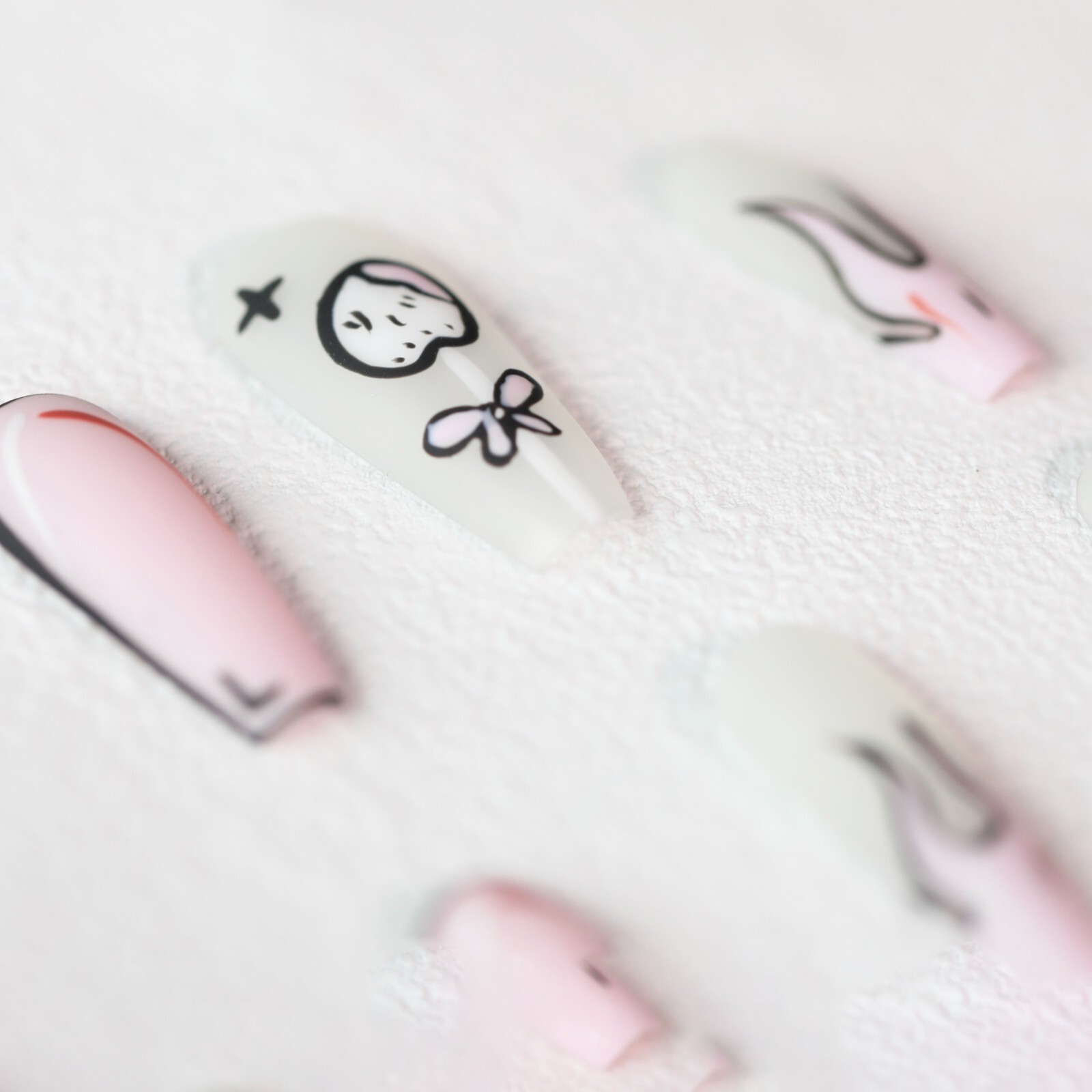 15Pcs Mischievous Pink Press on Nail Art By Handmade