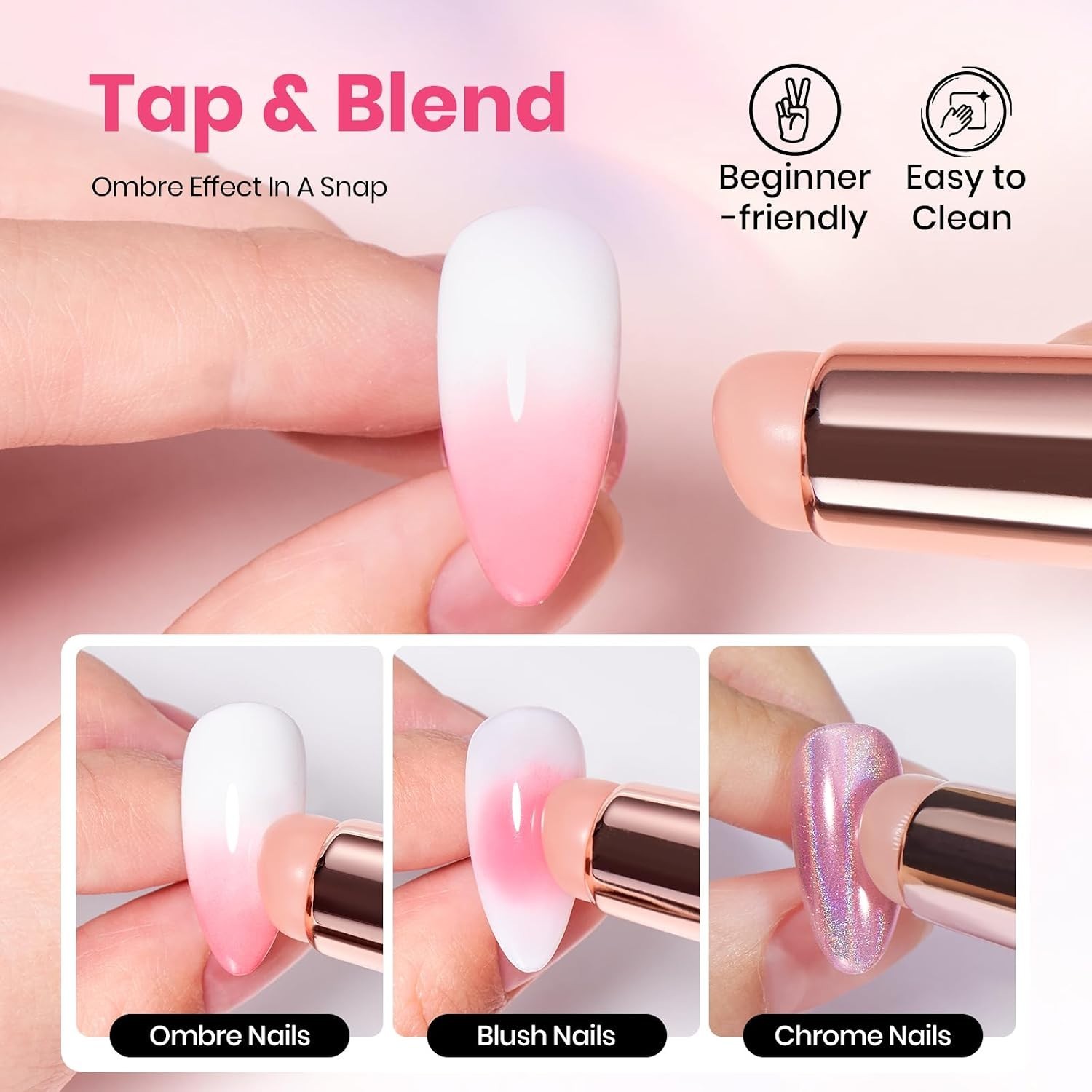 Nail Design Kit with Gradient Brushes, Blooming Gel, and Palette for Beginners