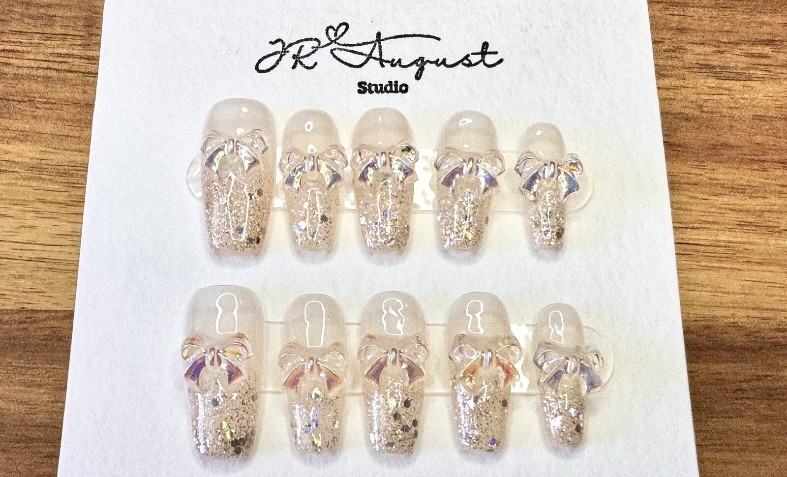 Press On Nails Handmade Aurora Butterfly Shiny Sequin long coffin S M L