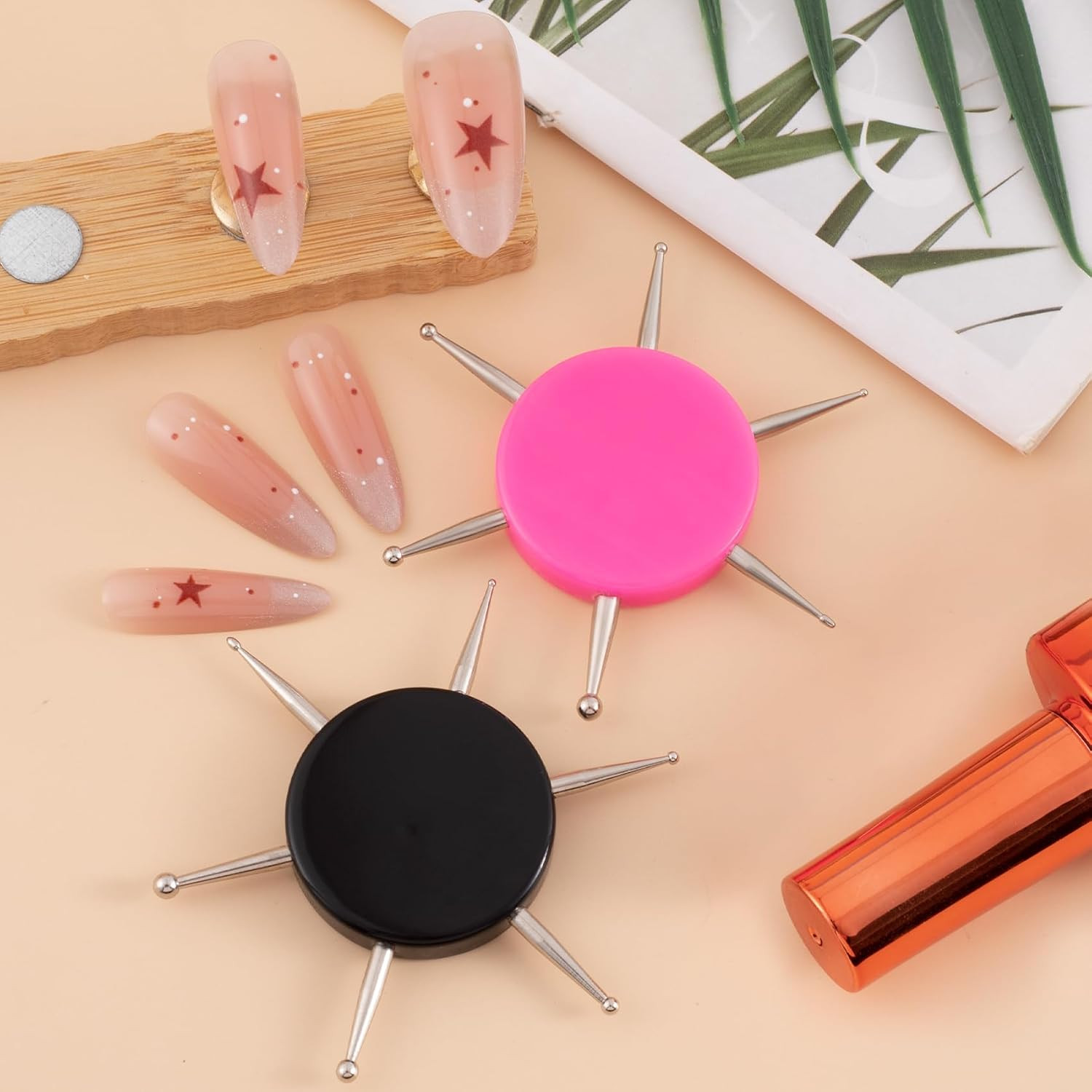 2Pcs Nail Dotting Tool, 6-In-1 Metal Dotting Tool Nail Art, Circular Nail