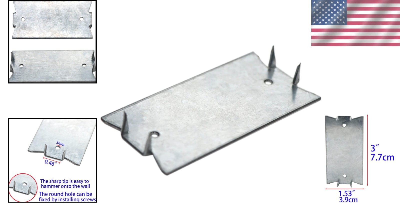 30PCS Iron Safety Nail Plates, 1.5×3 Inch with Sharp Prongs – Secure Wires