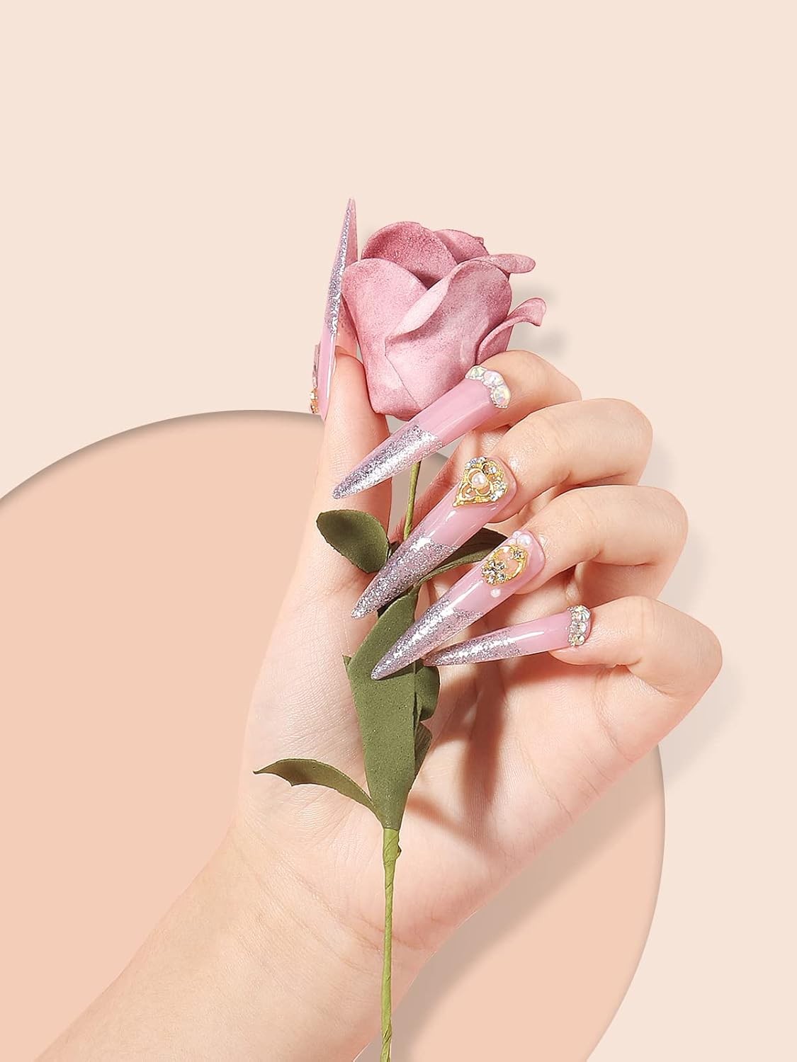 500Pcs Stiletto Nail Tips for Acrylic Nails, XL Long Clear False Large,