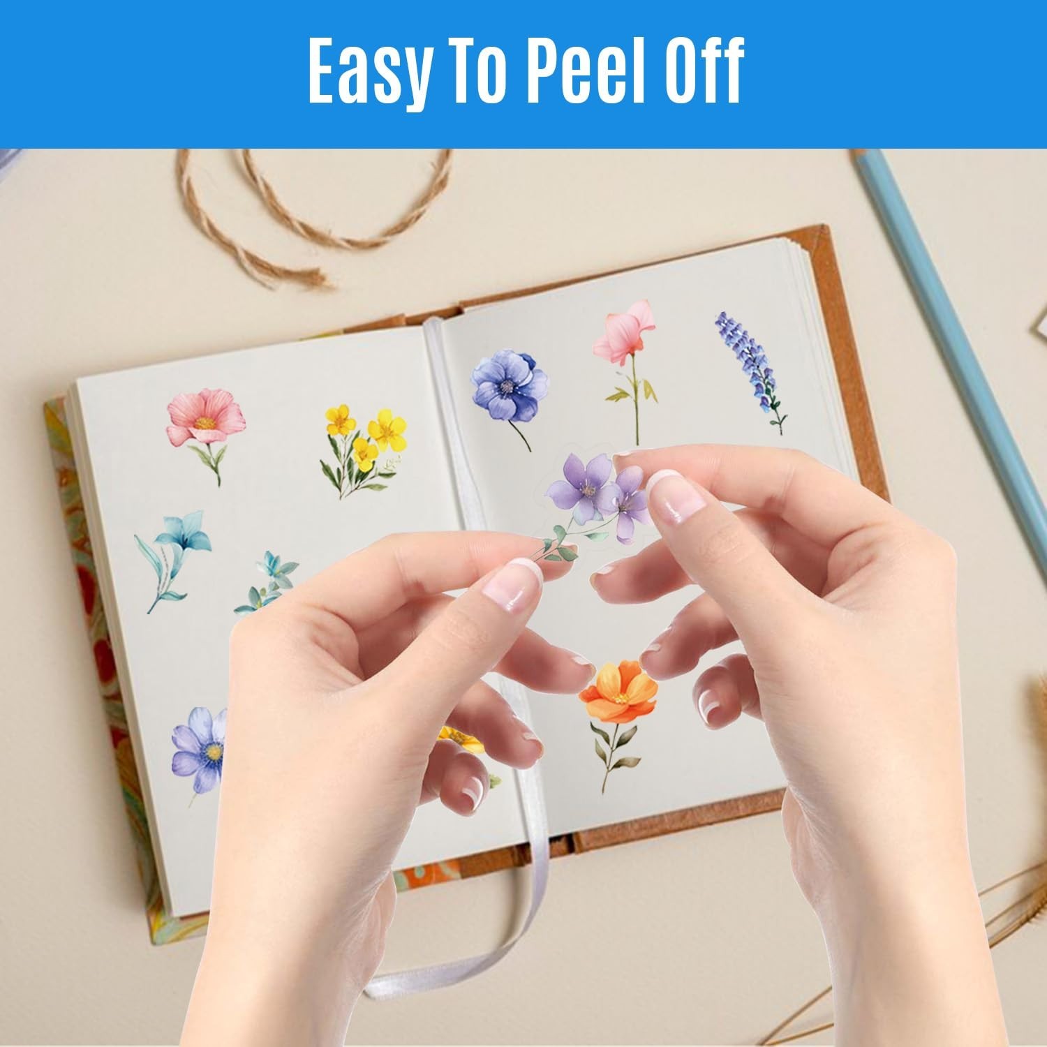 600Pcs Natural Flower Stickers,Self-Adhesive PVC Vintage Flower Stickers for …