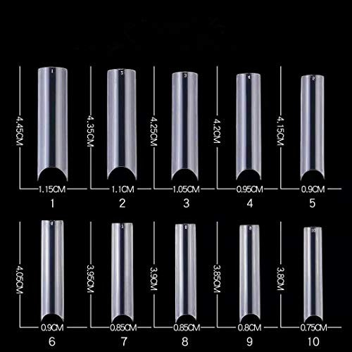 Long C Curve False Nail Tips – 500pcs XL C Curve Fake Nails Extra Long Clear