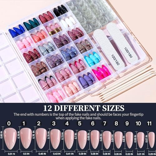 Press on Nails, 24 Colors 576PCS matte/glossy/glitter/french almond nails