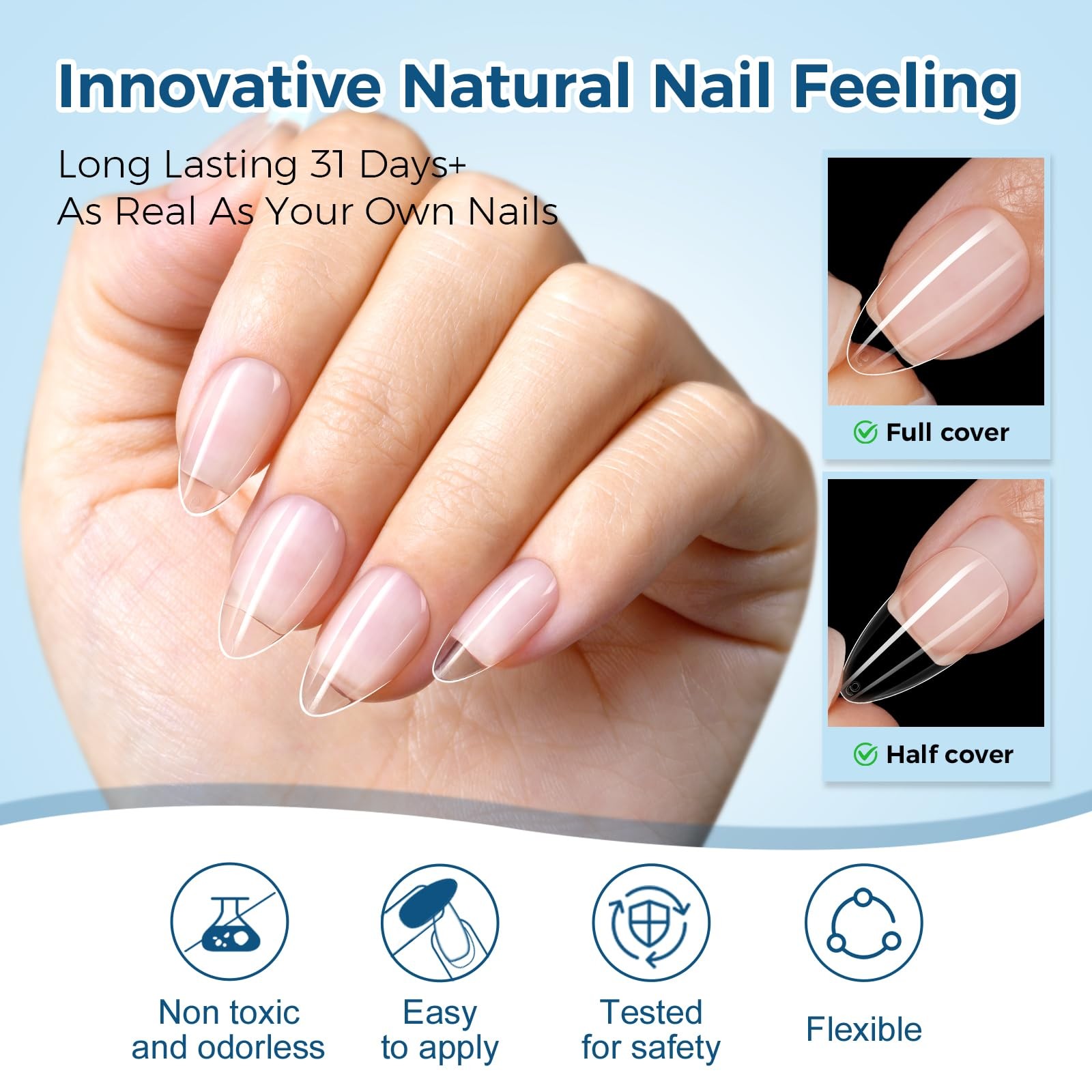 Short Almond Nail Tips – 240pcs 15 Sizes Soft Gel Tips, Half Matte Pre-Shaped…