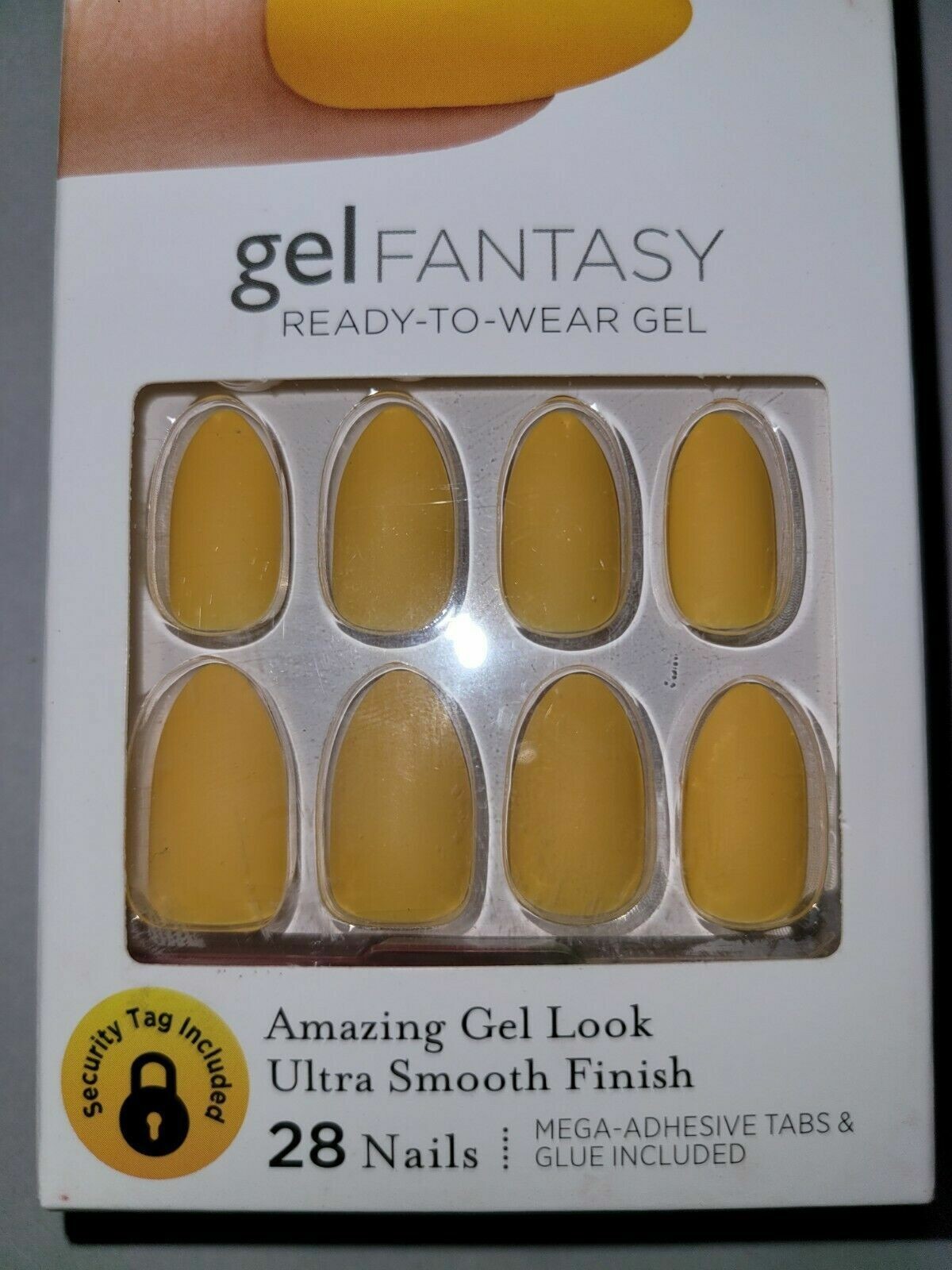 Kiss Gel Fantasy Blue Matte Yellow Artificial Glue On Nail Medium Almond 69117