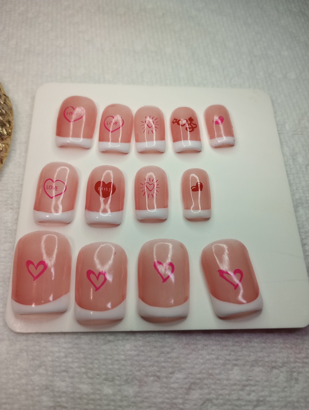 Hearts, Square Short, PressOn Nails, Handmade, Valentines, Women, Girls, Nail