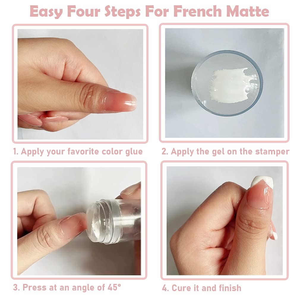2PCS Silicone Head Nail Stamp Set with Scraper French Nail Art Template DIY Tool