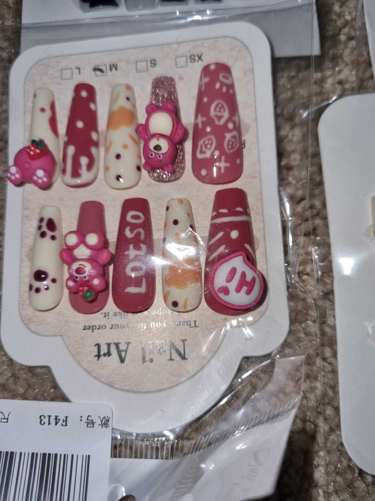 Bundle Of 22 Medium Size Press-on Nail Art Kit Hello Kitty Lotso Kuromi