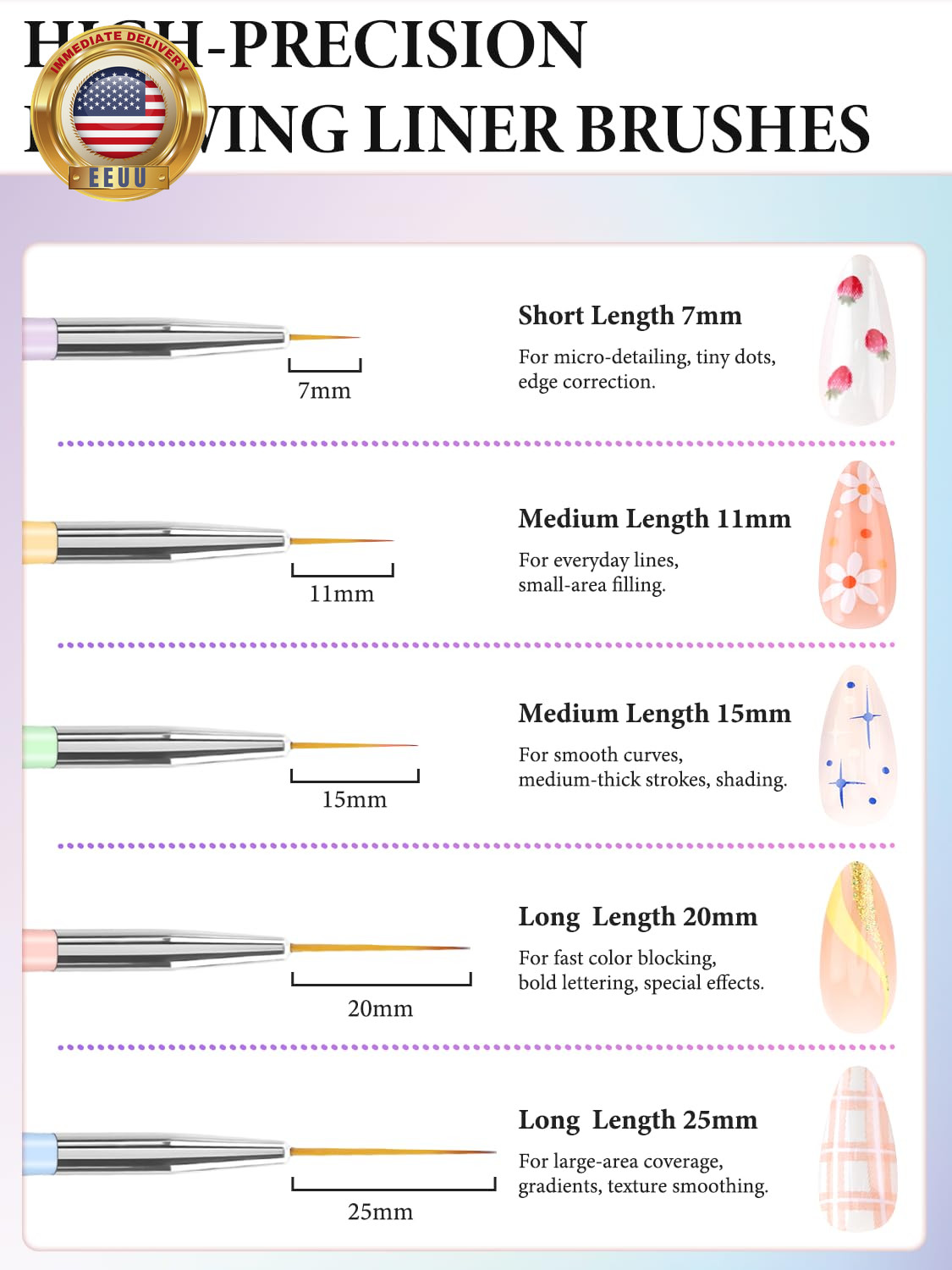 10 Pcs Nail Art Brushes Set, Nail Dotting Tools, French Tip Tool, Nail Art Deign