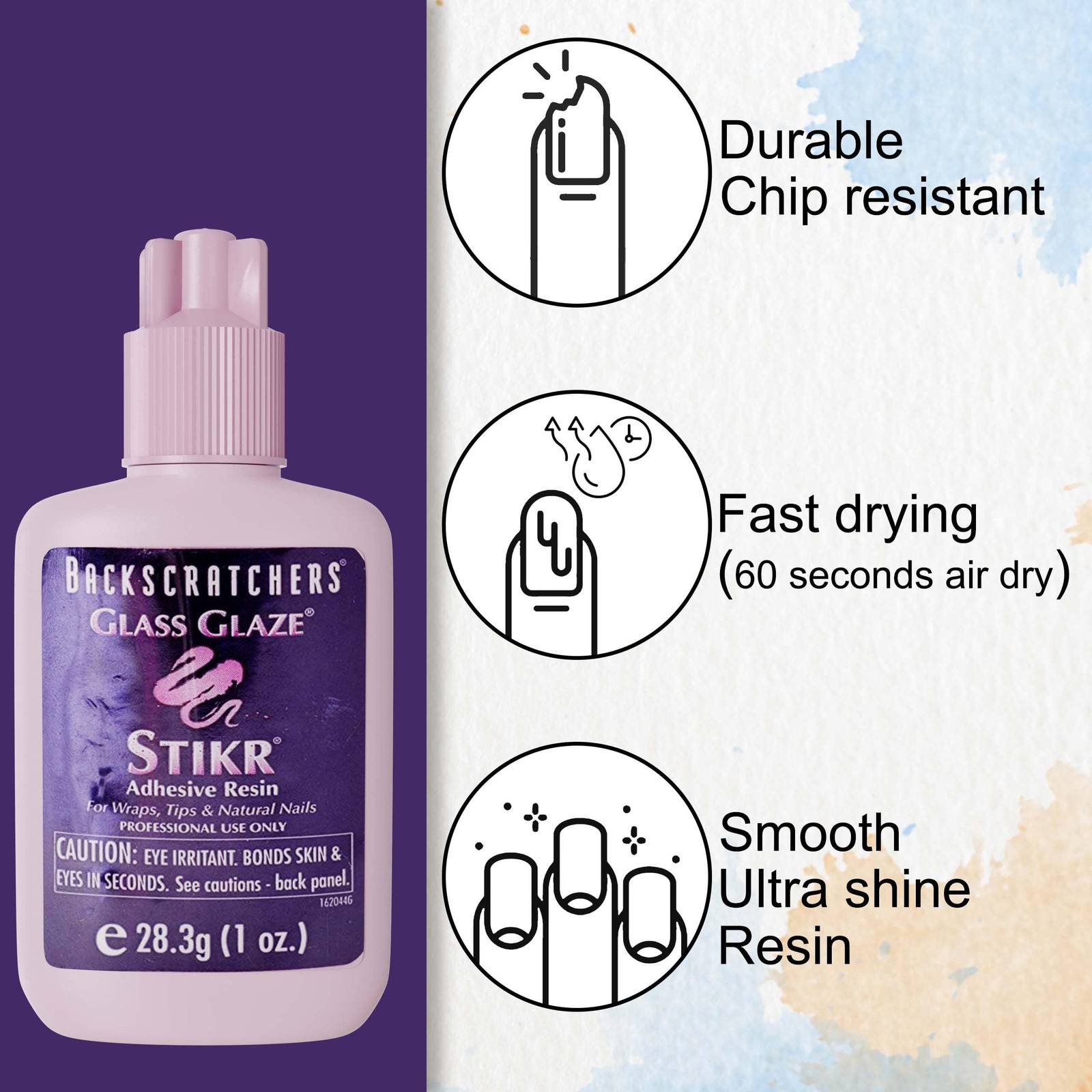 Backscratchers Glass Glaze Stikr Resin – Nail Wrap 1.00 Fluid Ounce, Clear