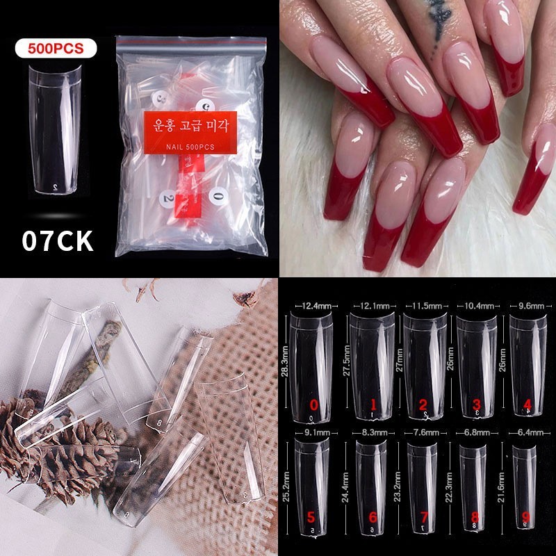 Acrylic False Nail Tips Clear 500Pcs French Tips for Manicure Nails Art 10 Size