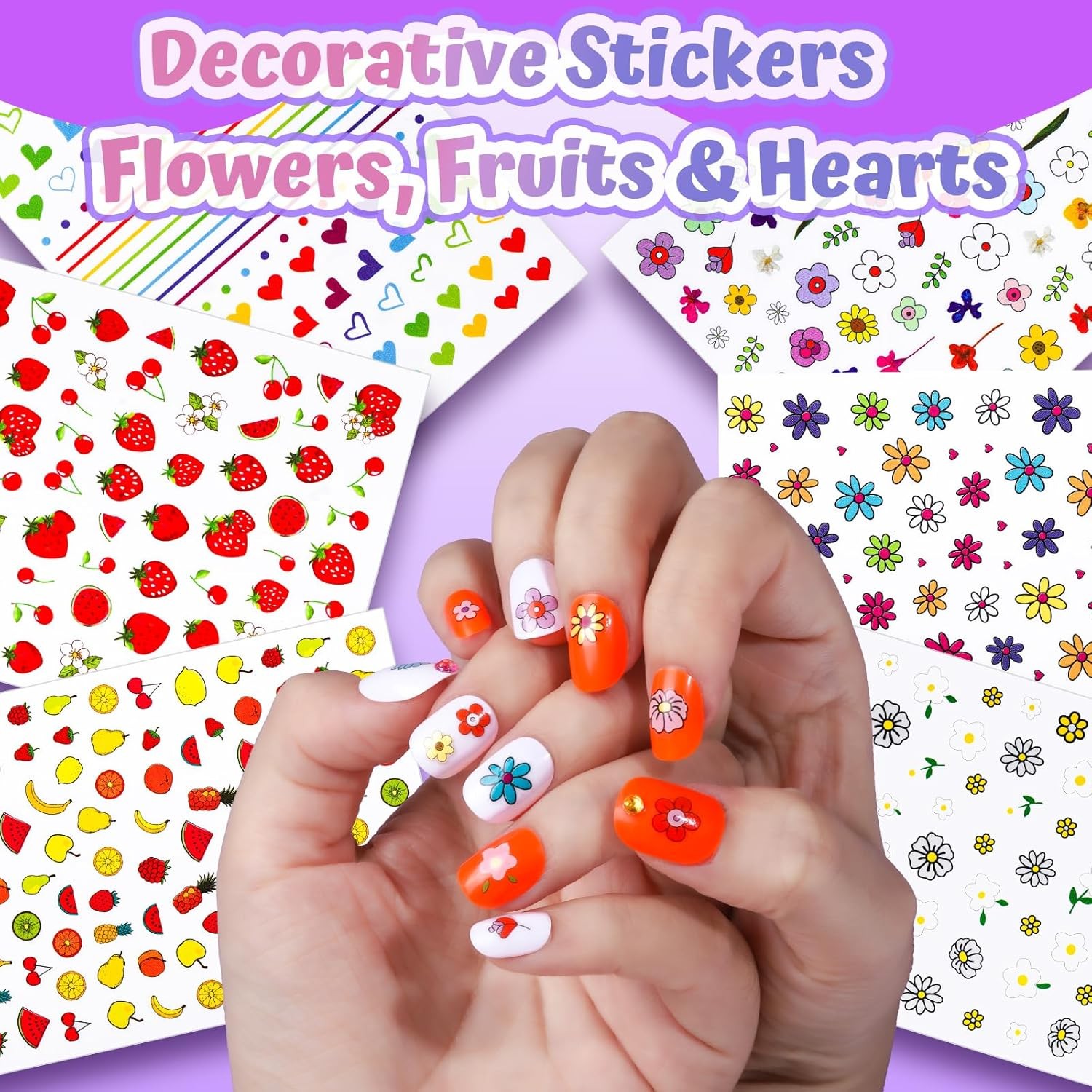 Kids Press On Nails Art Kit 12 Styles with Stickers Gems Rhinestones Fun DIY Pla
