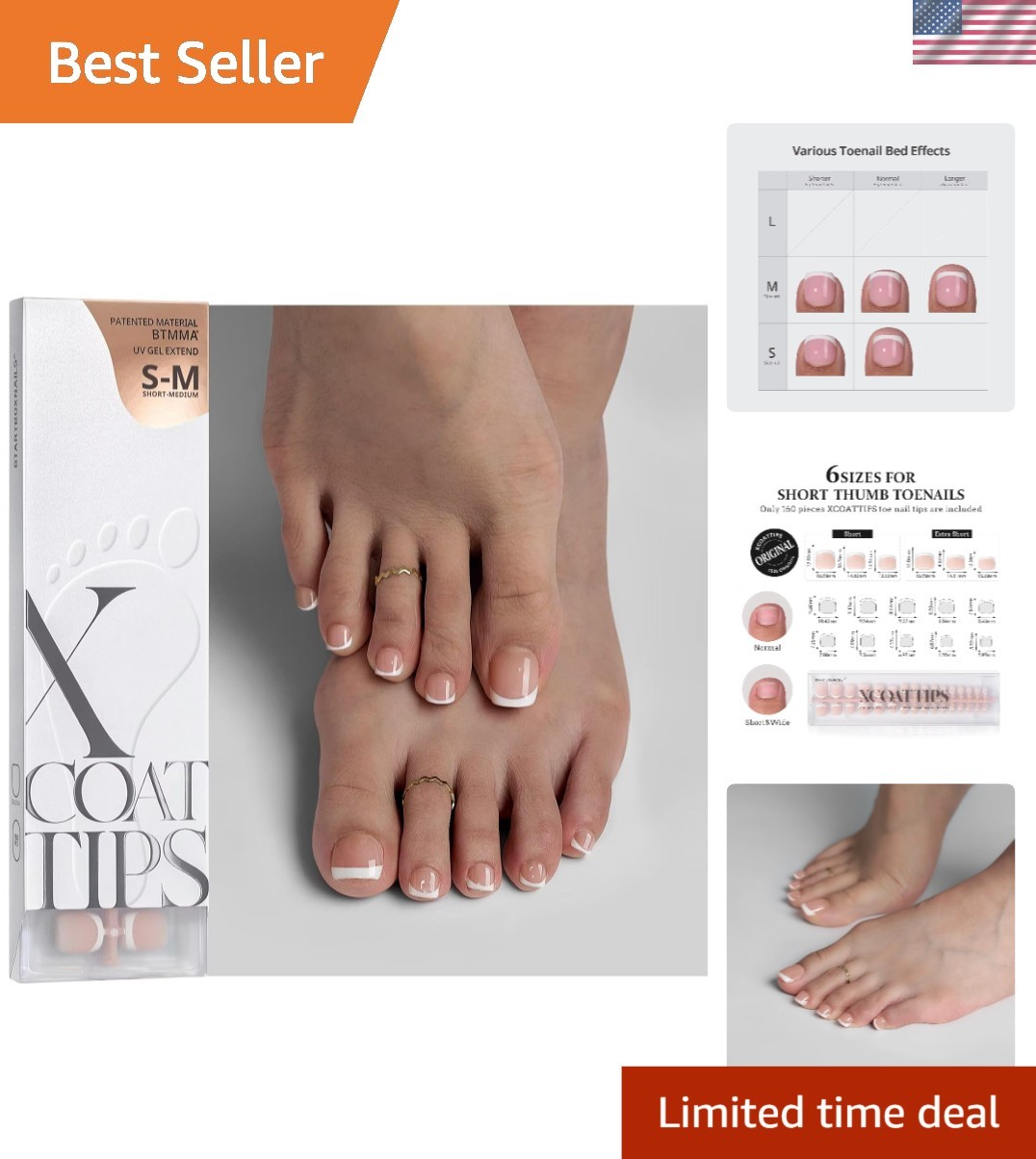 Ultra Fit French Toe Nail Tips – 4X Thick, Lasting Comfort for Every Occasion