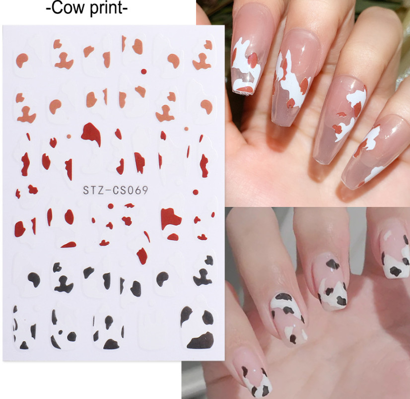 7Pcs Nail Art Stickers Decal Pink White French Line Swirl Wave Geometric NS7