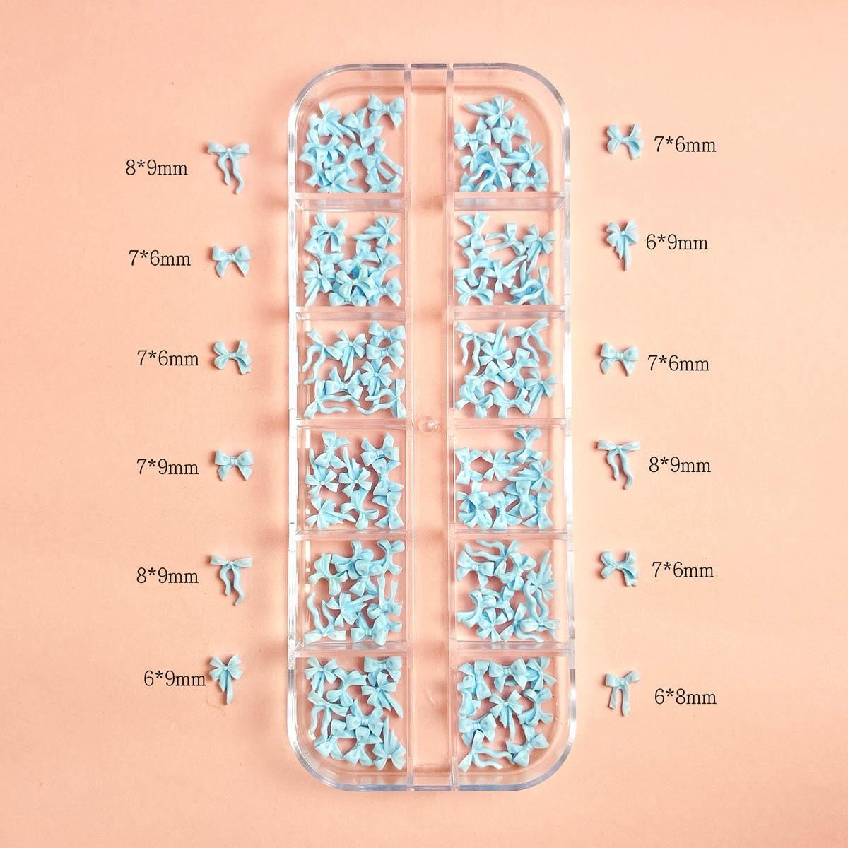 12-Grid Mini Resin Bow Flower Nail Charms Fairy Style Accessories for Manicure