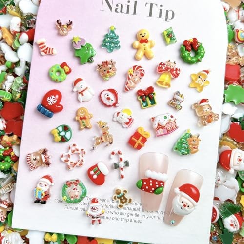 40Pcs Christmas Mix Nail Charms Reindeer Snowman Santa Claus Nail YH-6