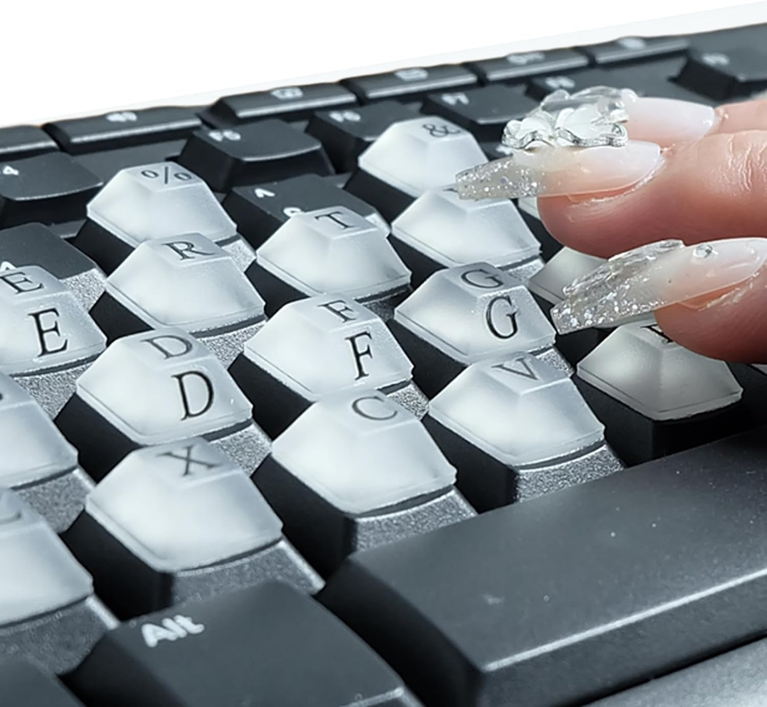 Raised Keyboard Sticker with DIY Character Decals for Nail Art Typing, Adhesive