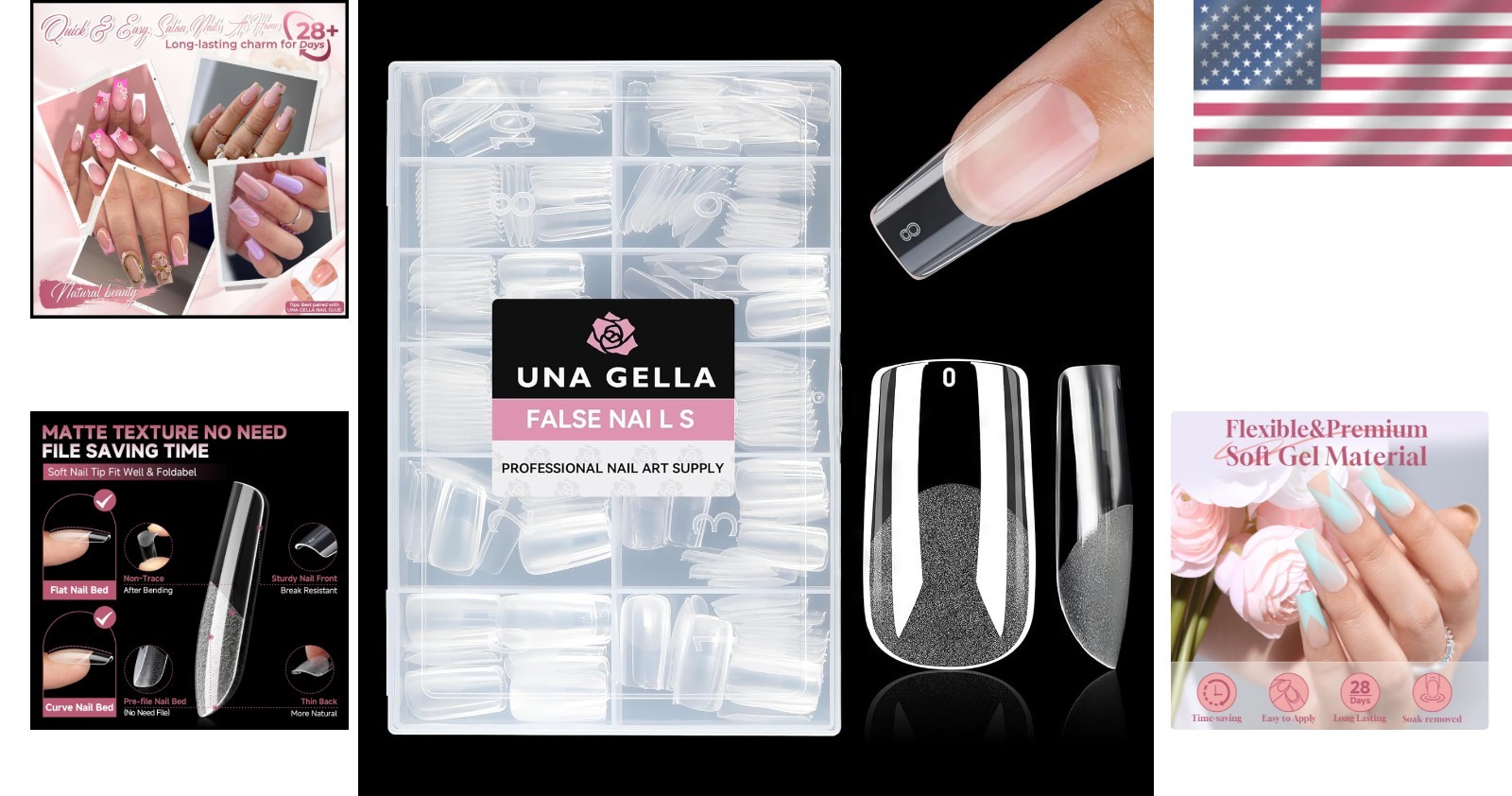 312pcs Medium Square Gel Nail Tips – Half Matte False Acrylic for Salon Quality