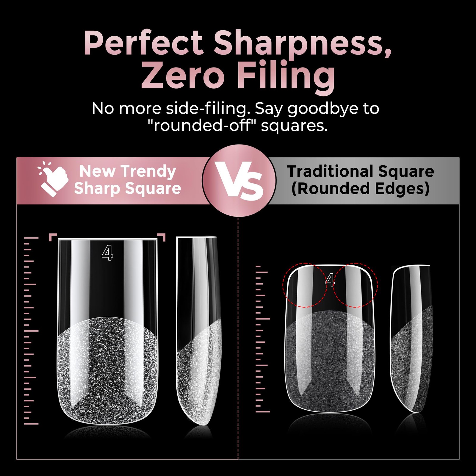 Luckyfairy Sharp Square Nail Tips, 240PCS Medium Square Press On Nail, 12 Siz…