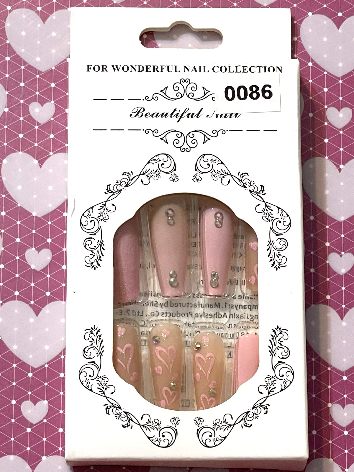 For Wonderful Nail Collection LIGHT PINK GLITTER Fake Nails No Glue Included