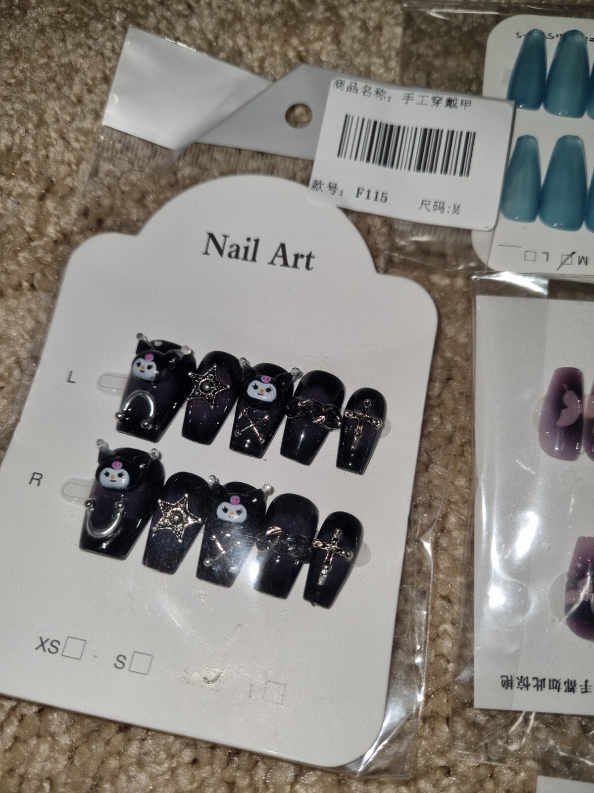 Bundle Of 22 Medium Size Press-on Nail Art Kit Hello Kitty Lotso Kuromi