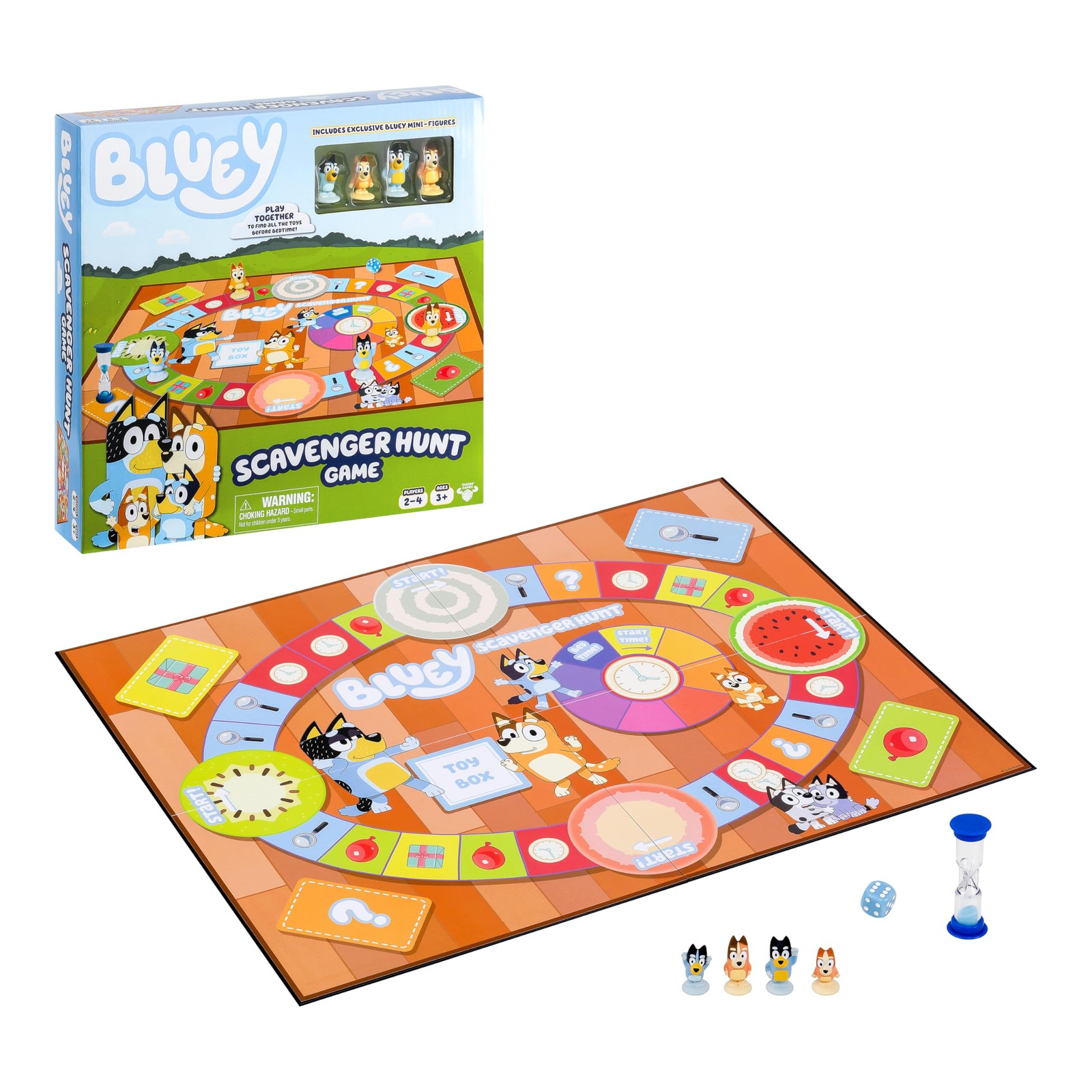 Bluey Scavenger Hunt Board Game, Cooperative Play with 4 Klein, Multicolor