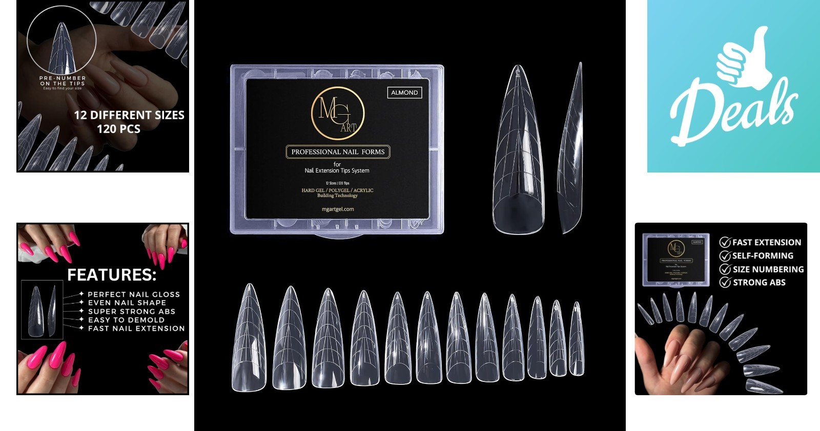 120-Piece Almond Nail Extension Forms – Perfect for Salon-Quality Gel Art