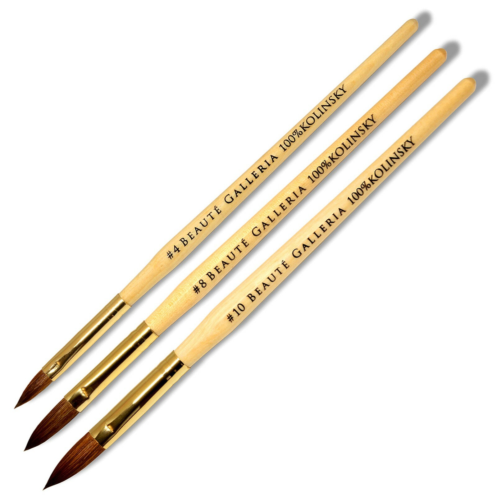 3pcs Kolinsky Oval Acrylic Nail Art Brush Set Detail Painting Pen Size 4,8,10