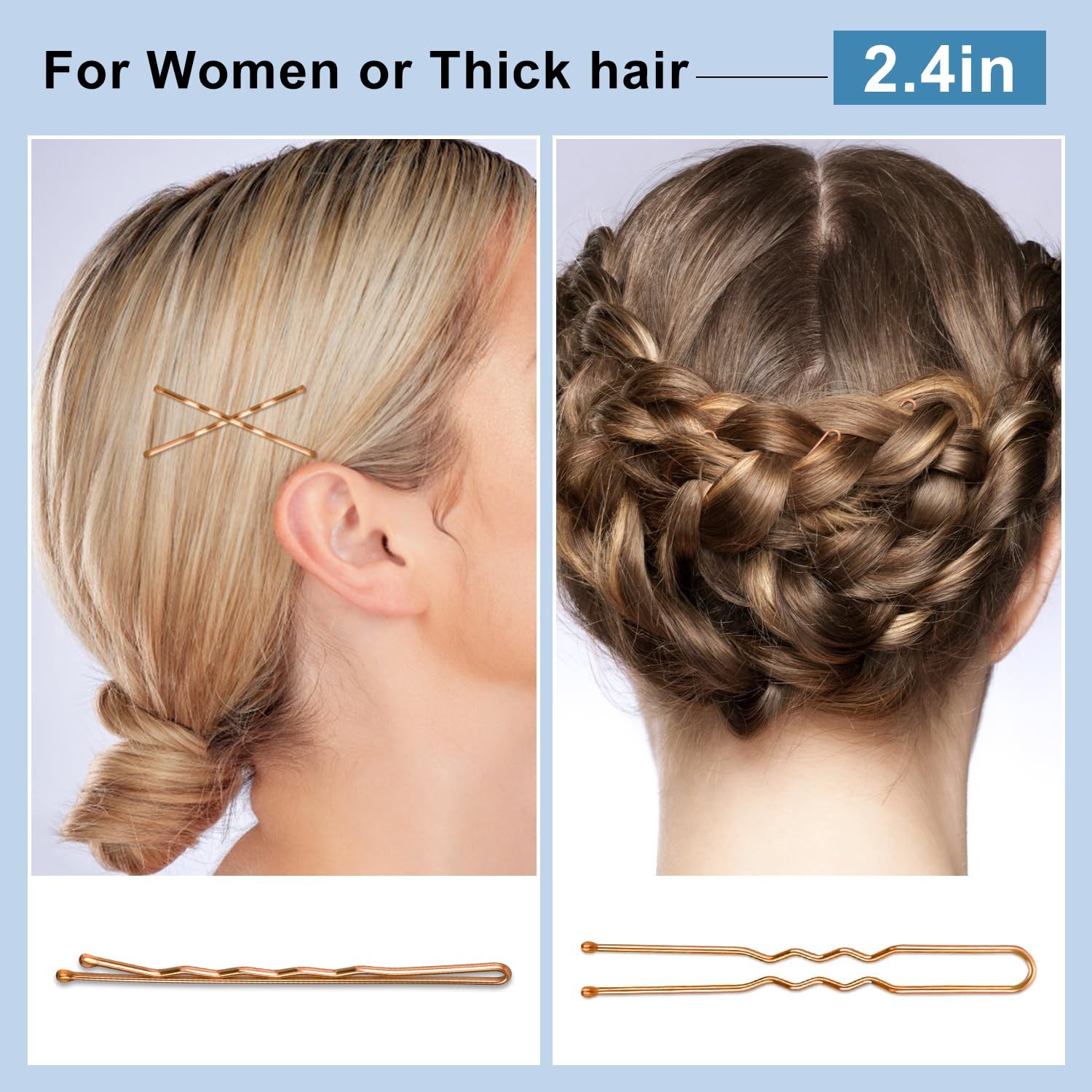 TsMADDTs Hair Pins, 200 pcs Rose Gold Bobby U Shaped Pins D-Rose