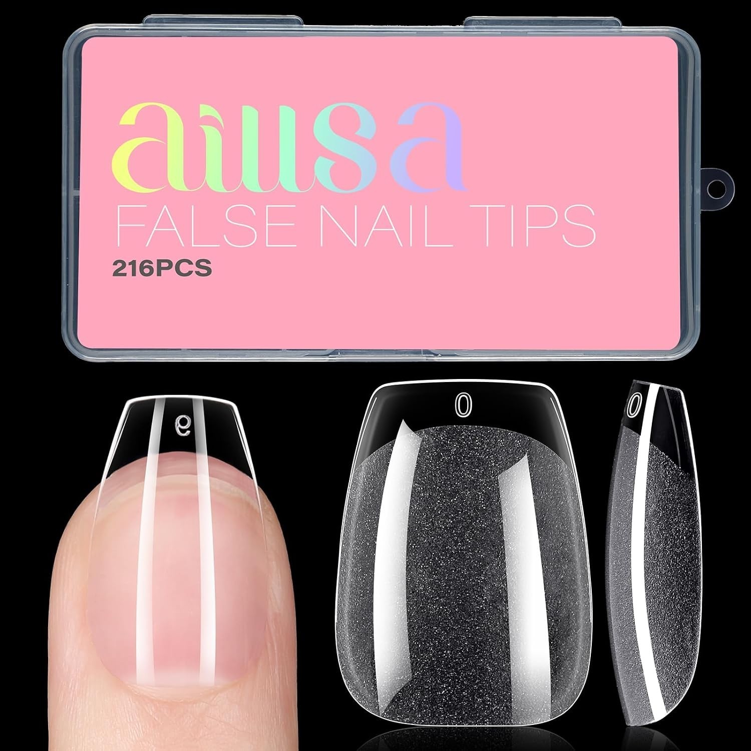 Flexible Short Coffin Nail Tips – Pre-Filed Clear Gelly, 216PCS for At-Home Glam