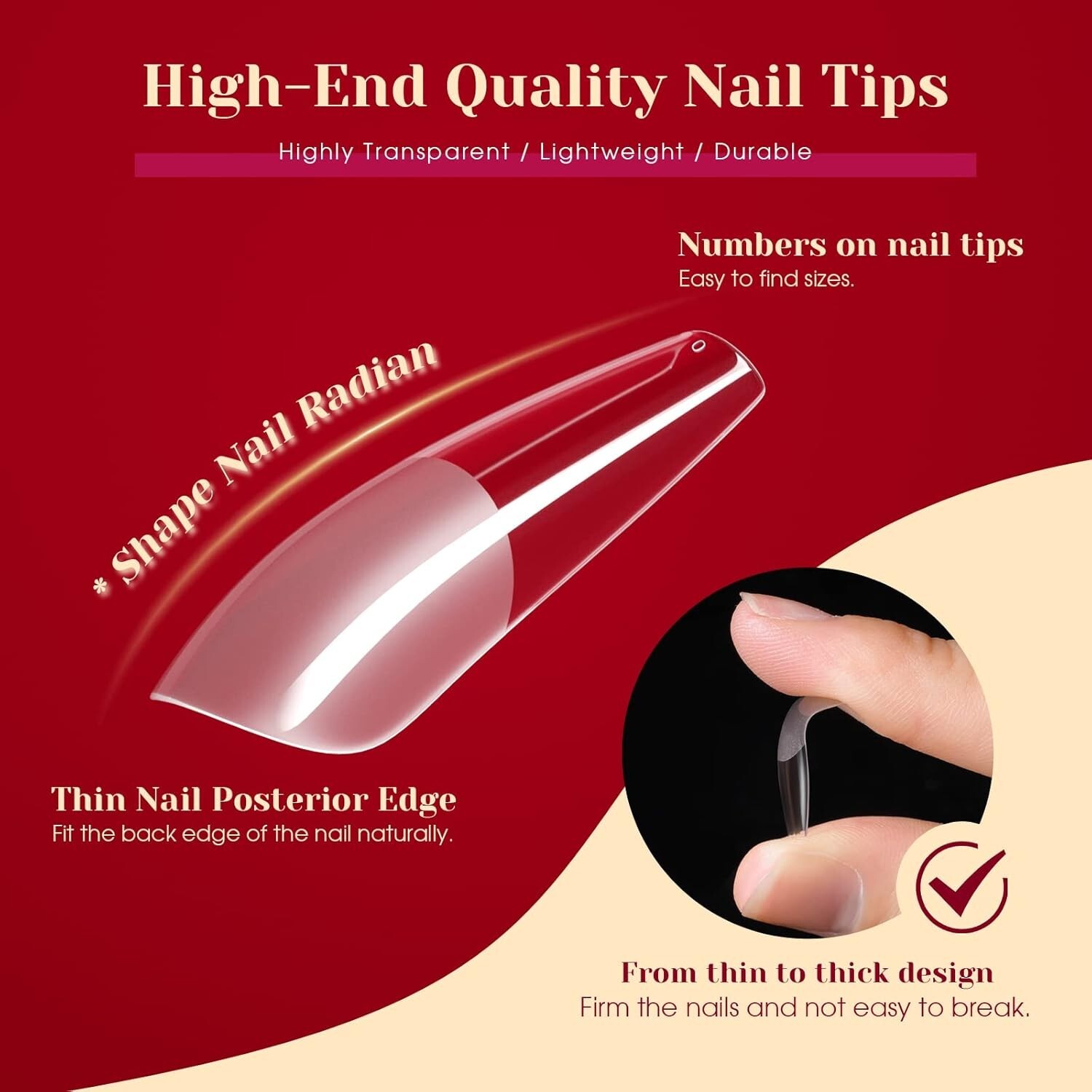 264PCS Half Matte Long Coffin Soft Fake Nail Tips, ROSALIND 12 Size Soft Full Co