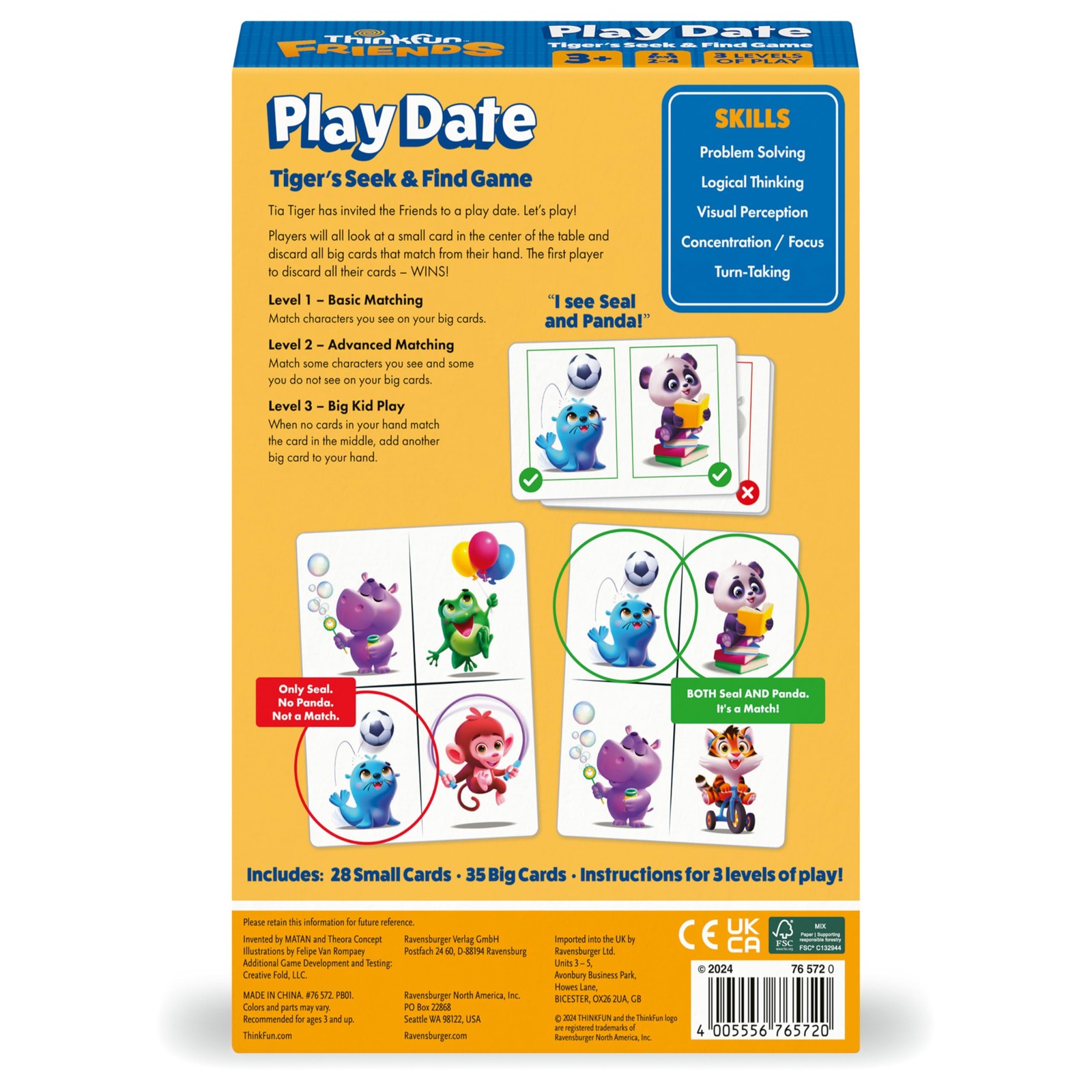 ThinkFun Friends: Play Date – A 3.62 x 2.48 x 0.67 inches, Multicolor