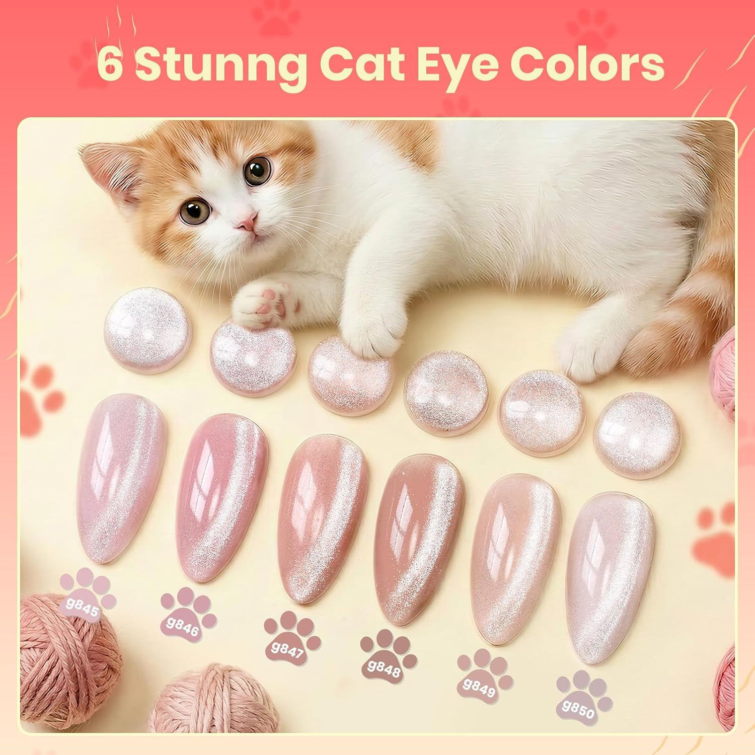 Flat-X Nude Cat Eye Nail Tips Kit with UV Lamp 320PCS Pre-Etched | 6 Magnetic Sh