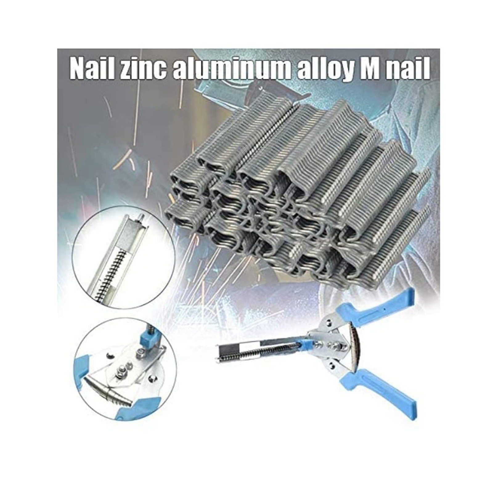 600 PCS Type M Nail Ring Pliers, Galvanized Steel, Hog Ring Staples Silver