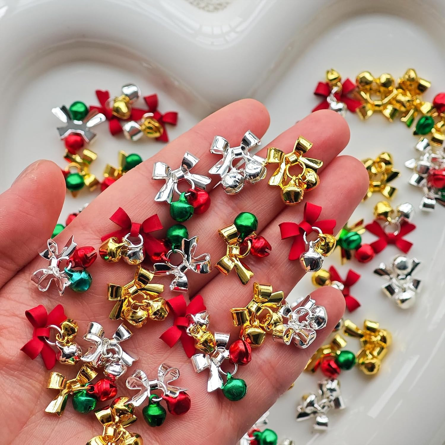 Heart Nail Charms Rose Charms for Nail Design Gold Flower Star 3D Metal Nails Ar