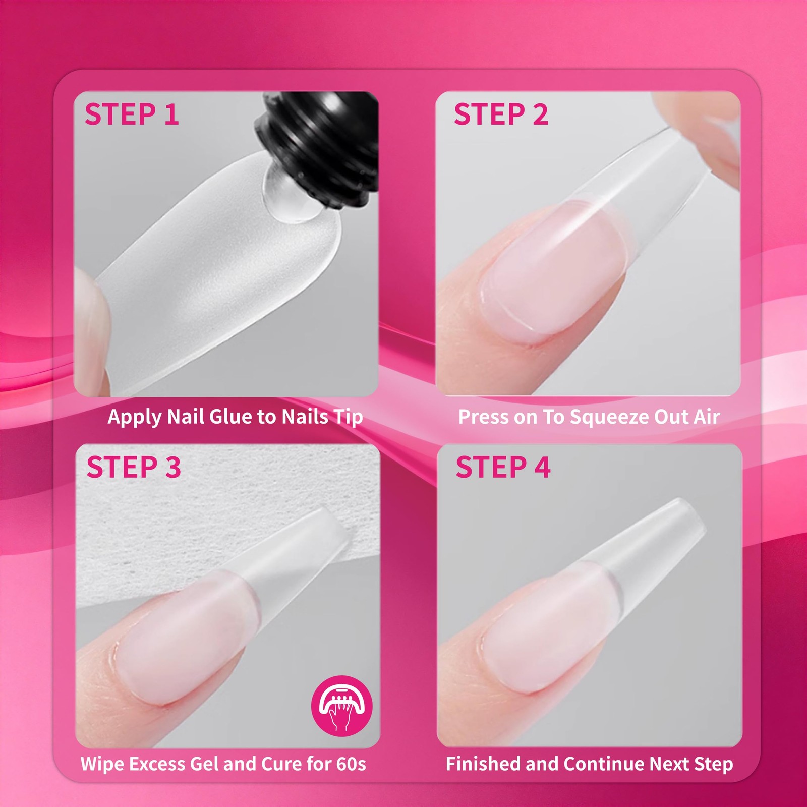 Nail Glue Gel, 15ml, Strong Hold 2 in 1 Nail Gel Glue and Base Coat for Press…