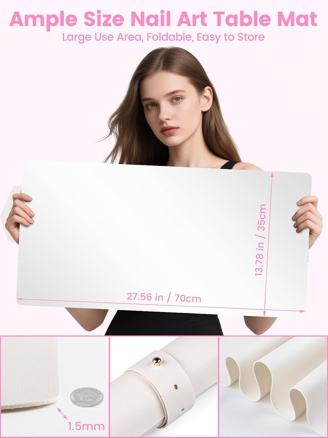 Nail Art Table Mat, (MAT ONLY) Foldable Nail Art Hand Rest Pad for Nail Arm