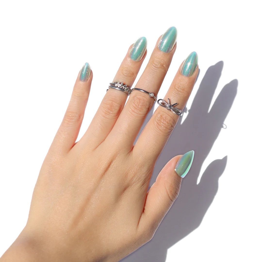 Nail Reformation Iridescent Crystal Ornament Almond Press On Nails Kit 32 Pcs