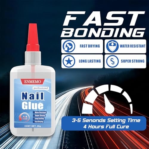 (2-in-1) 20ml Nail Glue with Brush Applicator & Nozzle,Used for Nail