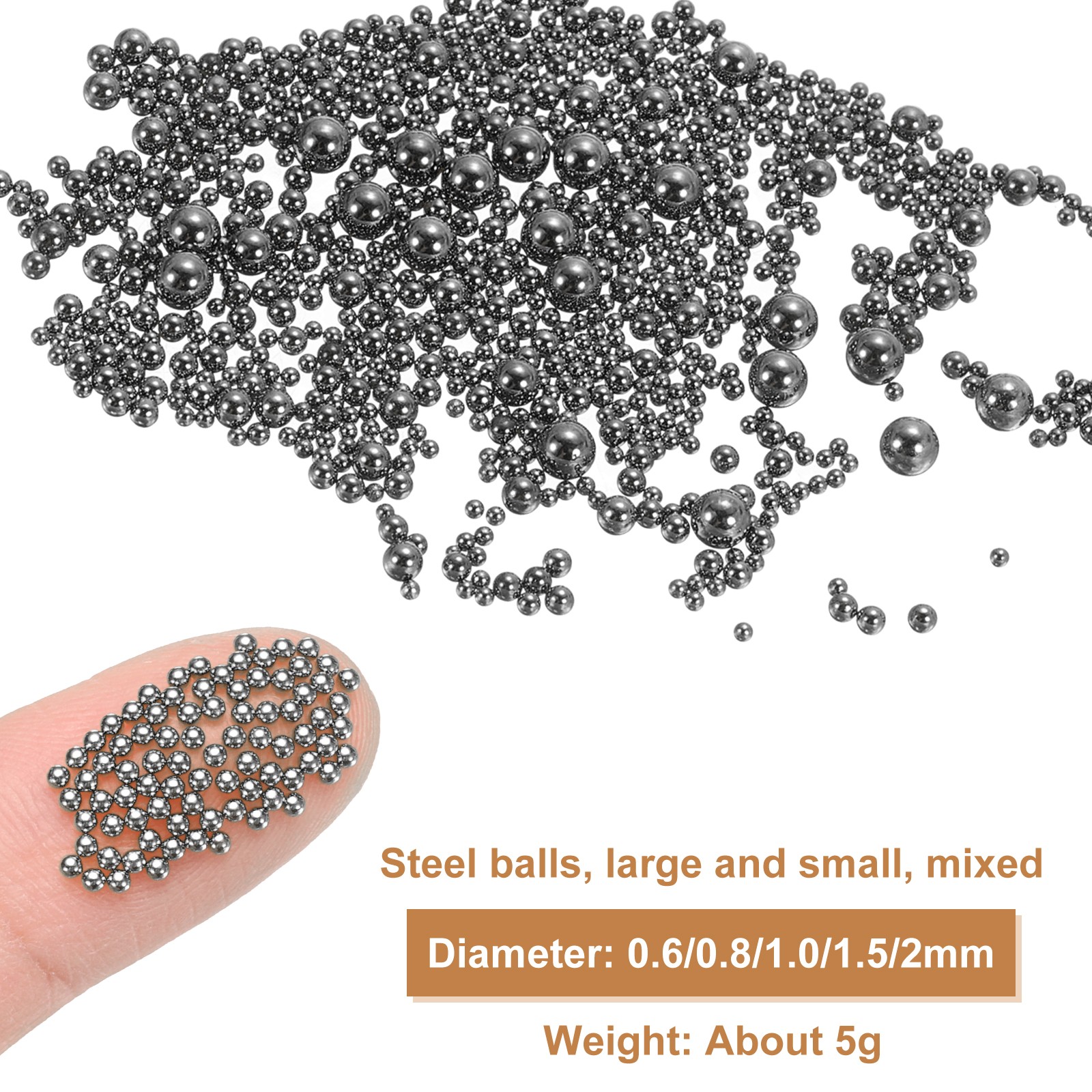 Nail Art Beads Mix Mini Metal Caviar Nails Beads Ball for DIY Craft, Black